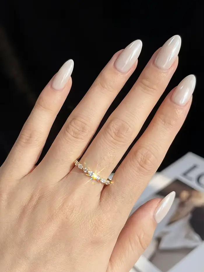 Bague élégante en argent Sterling 925 avec diamant Moissanite véritable
