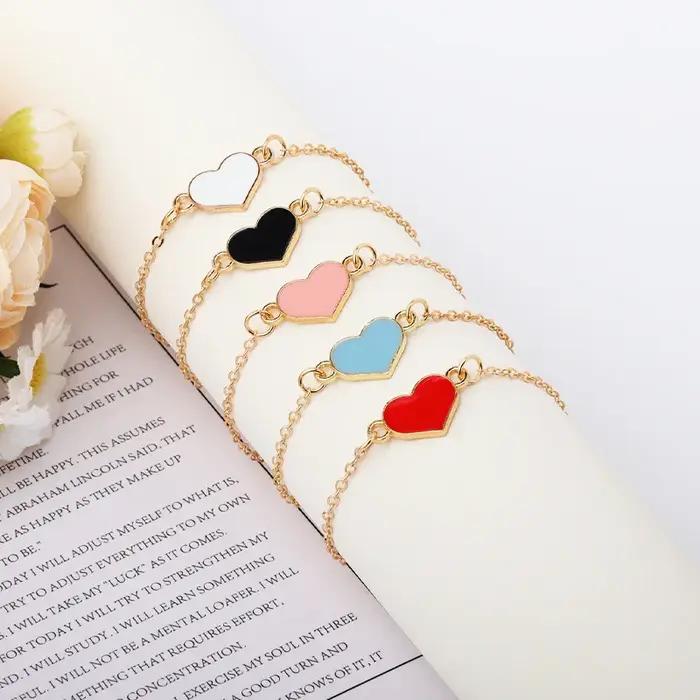Bracelet coeur d'amour pour femmes réglable plaqué or chaîne O lien de cheville amitié saint valentin bijoux festifs cadeaux Брасeko
