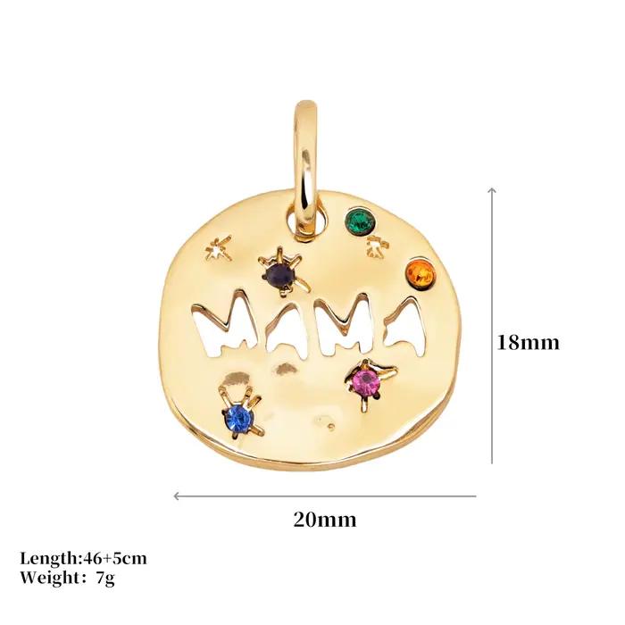 Collier MAMA Fête des Mères Pendentif Gardien Circulaire Irrégulier Nouvelle Mode en Acier Inoxydable Accessoire Cadeau Occasions Spéciales