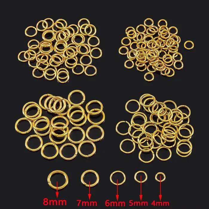 100 pièces anneau de saut en acier inoxydable 3-15mm anneaux fendus plaqués or pour la fabrication de bijoux connecteurs de chaîne accessoires de bricolage en gros