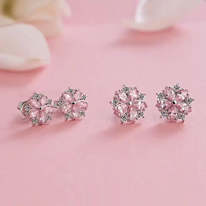 Boucles d'oreilles flocon de neige en argent Sterling 925