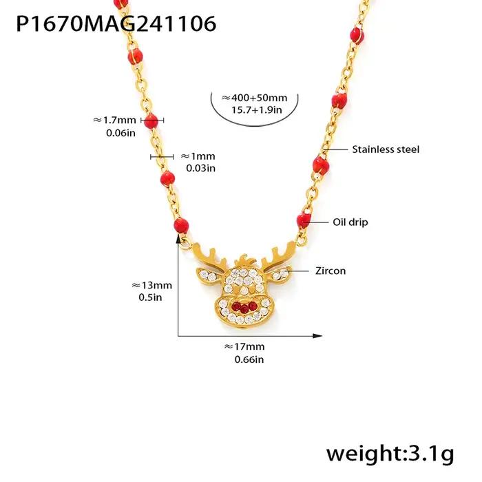 Colliers pendentifs en forme de renne et cloche pour femmes
