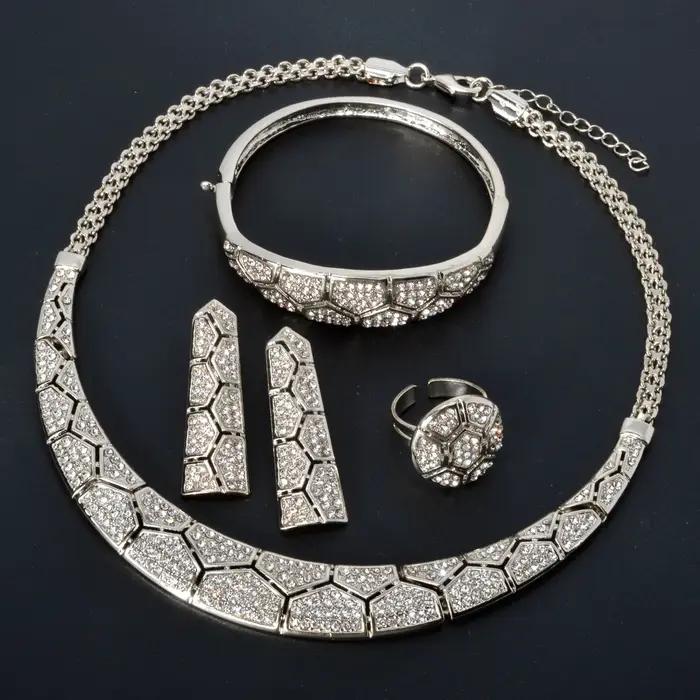 Ensemble de bijoux de mariage plaqué or pour patients oste nommée pour femmes