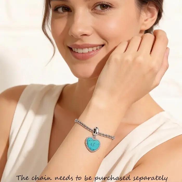 Pendentif à breloque éternelle cœur bleu pour femmes