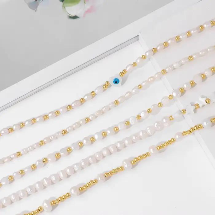 Collier de perles naturelles pour femmes, élégant, couleur or, ras du cou, chaîne de clavicule de mariage, bijoux de fête à la mode