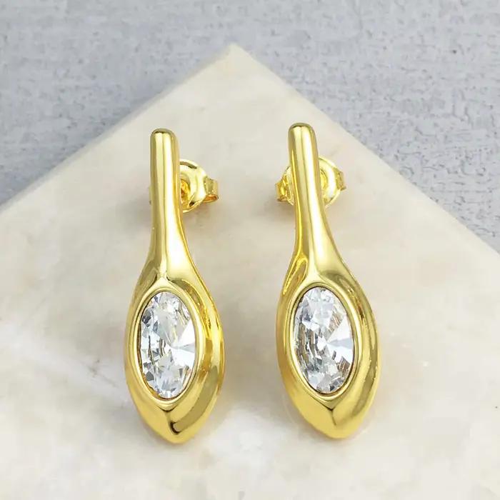 Boucles d'oreilles géométriques en cristal coloré or argent