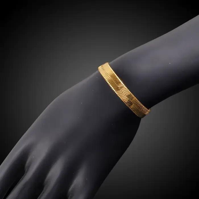 Bracelet Plaqué Or Géométrique Chaîne Serpent En Or 18 Carats Pour Femme Occasions Spéciales