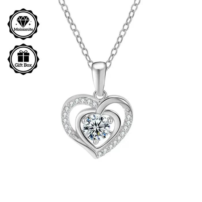 Bijoux LAMVOICE pour femmes, bijoux de haute qualité, collier hypoallergénique, collier en moissanite 1 carat pour femmes, cadeau de Noël