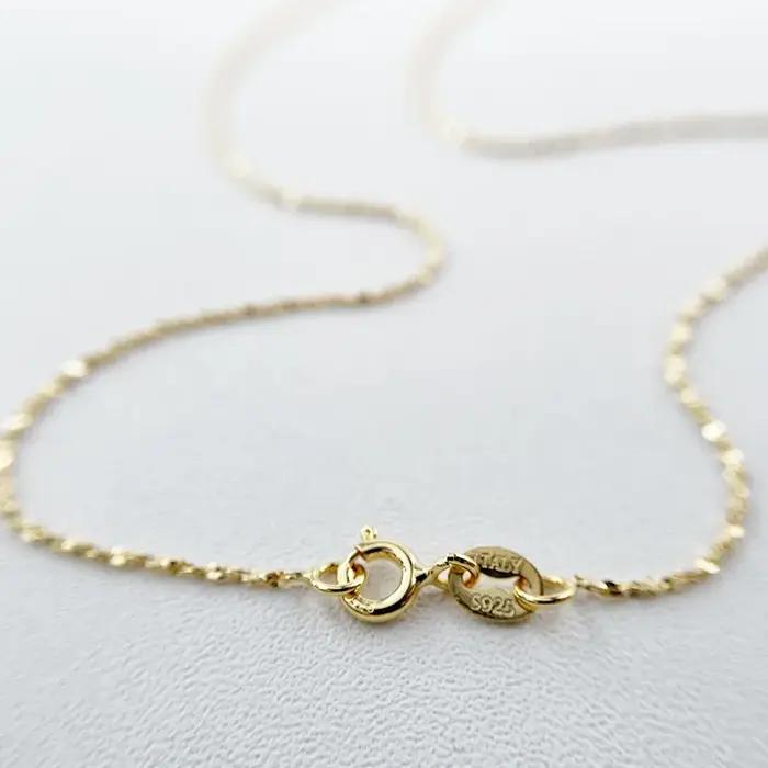 1mm mince 925 en argent Sterling couleur or ciel étoile lien chaîne Collier pour femmes filles bijoux Collares Kolye