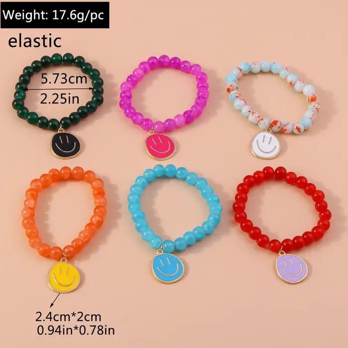 Aihua bohème fait à la main perles colorées Bracelet pour femmes mignon sourire visage bracelets à breloques filles fête vacances bijoux cadeaux
