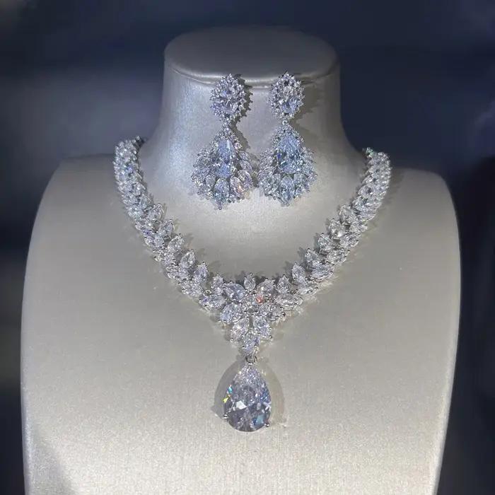 Ensemble de bijoux en diamant Imitation Moissanite