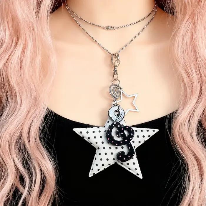 Collier avec pendentif tourbillon étoile à pois pour femmes