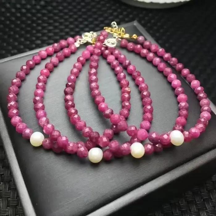 Unité un Bracelet populaire spécial rubis naturel cristal guérison facettes perle