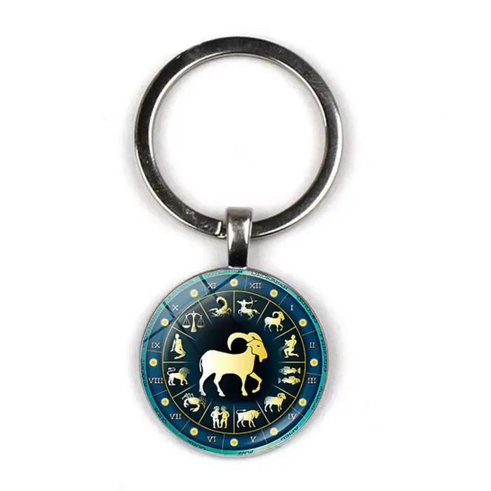 Porte-clé en forme de signe du zodiaque, bijoux, 12 constellations, pour hommes et femmes