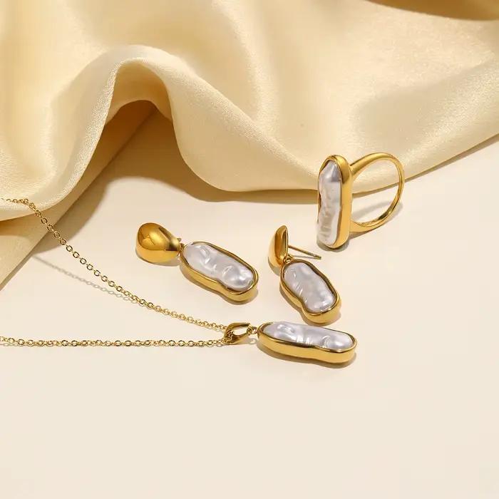 E.B.belle – ensemble de bijoux en perles d'eau douce à longues rayures