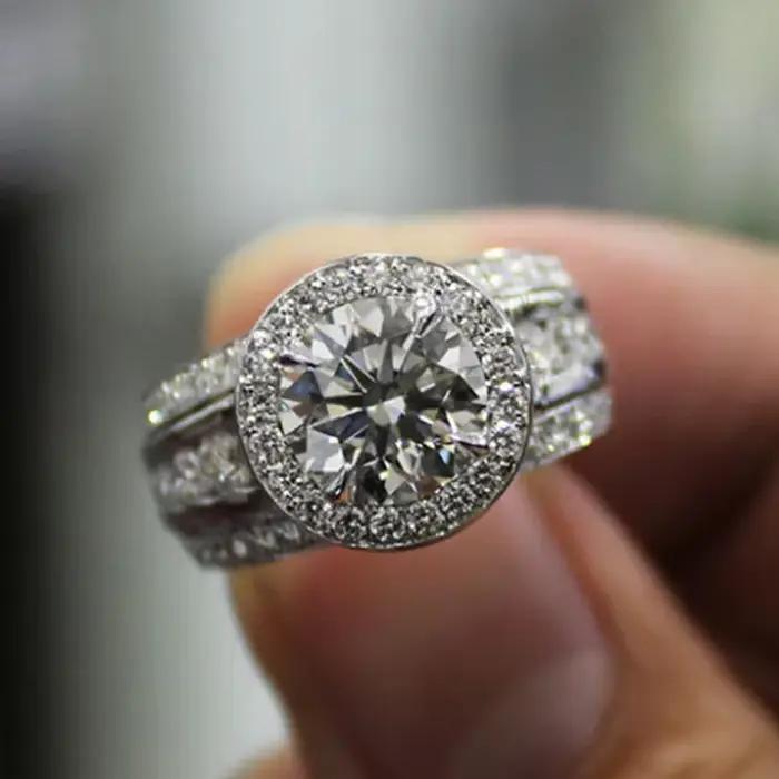 Bagues de mariage rondes simples pour femmes, argent 100%, zircone cubique, pierre blanche, bague de
