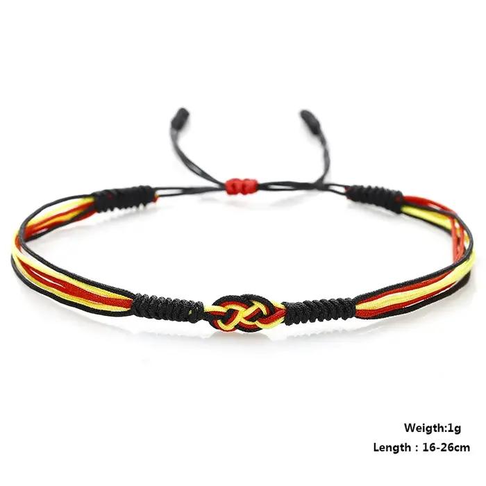 10 couleurs drapeau coloré Bracelet unisexe à la main tissage chaîne Braslet prière méditation chanceux tissu
