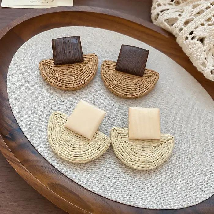 Boucles d'oreilles bohème rétro en demi-cercle pour femmes