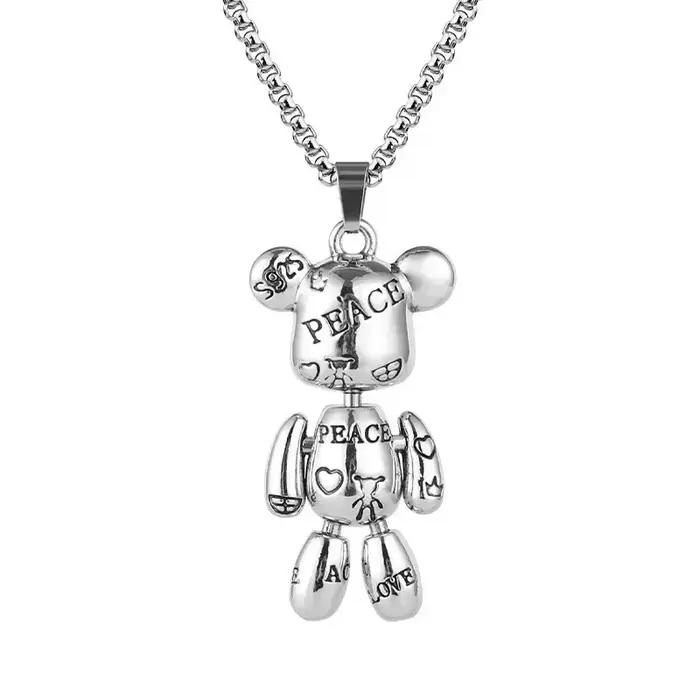 Collier pendentif ours en peluche personnalisé avec lettre