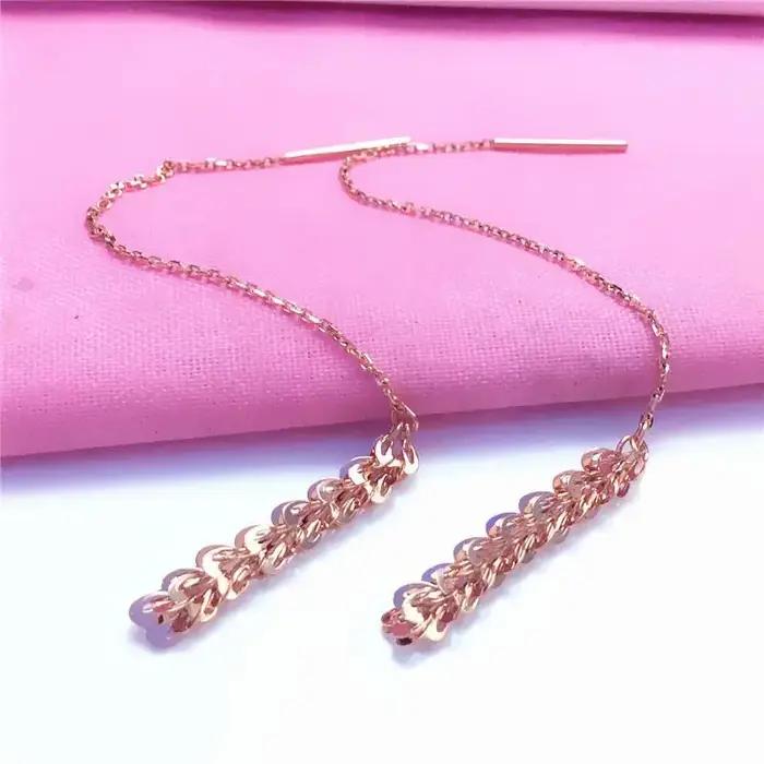 Boucles d'oreilles à pampilles géométriques plaquées or rose pour femmes, style ethnique, bijoux fins, mode originale, parfait pour les soirées formelles et les événements de prestige