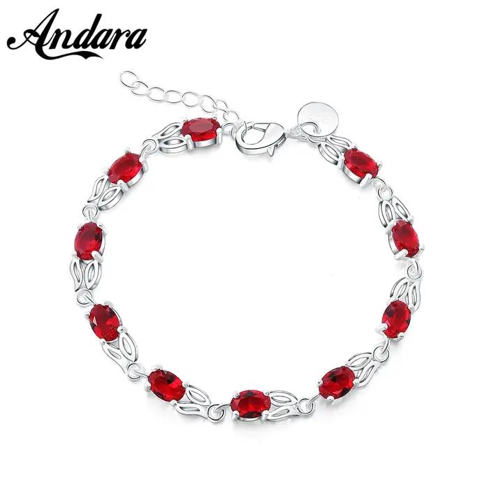 Bracelet exquis en argent Sterling 925 pour femme, Zircon rouge, haute bijoux, cadeau