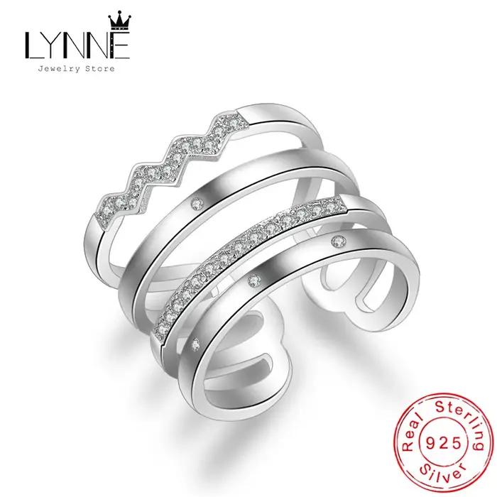 Hyperbole-Bague multicouche en argent regardé 925 pour femme