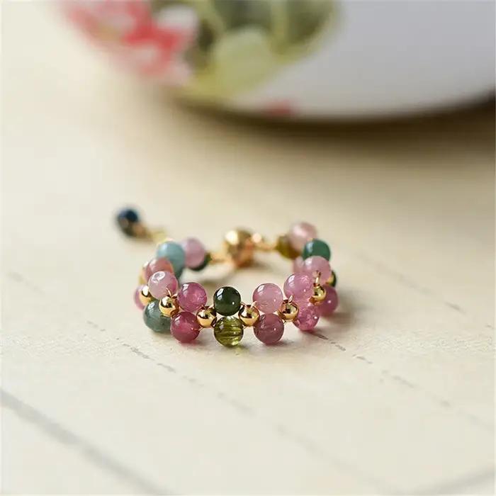 Bague en Tourmaline Arc-en-ciel Naturelle pour Femme