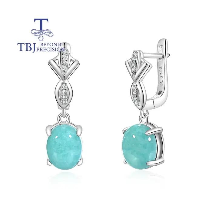 Boucles d'oreilles élégantes à fermoir en argent sterling 925, ovales naturelles 5,94 ct, 8x10mm, pi