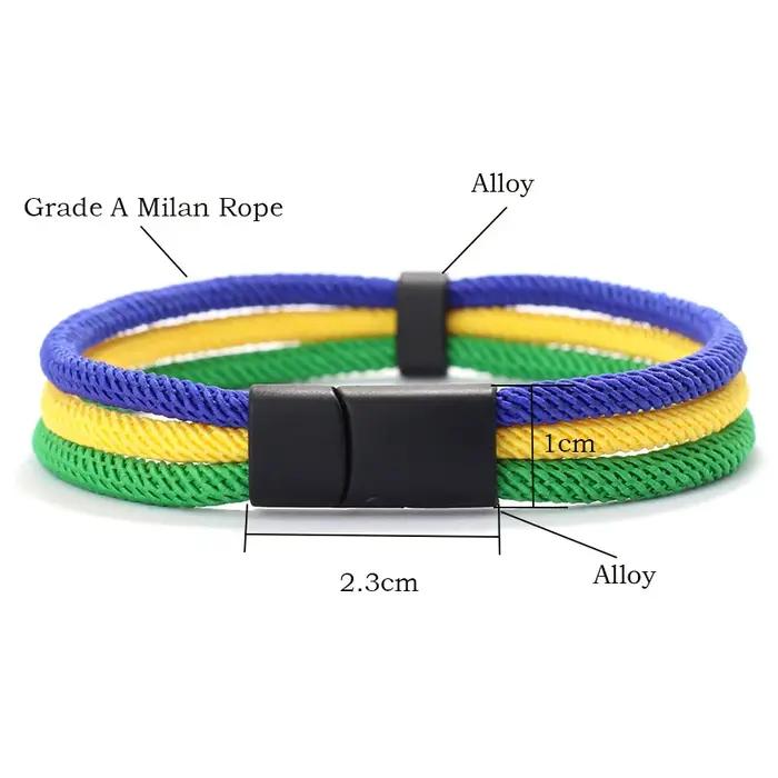 Bracelet couleur drapeau patriotique en nylon et alliage de zinc pour hommes occasions spéciales et cadeaux personnalisables