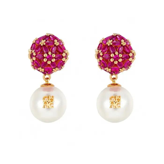 Boucles d'oreilles en perles blanches pour femmes, élégantes, amincissantes, à la mode, transfrontalières, luxe, Sensation, alliage Floral, bijoux d'oreille