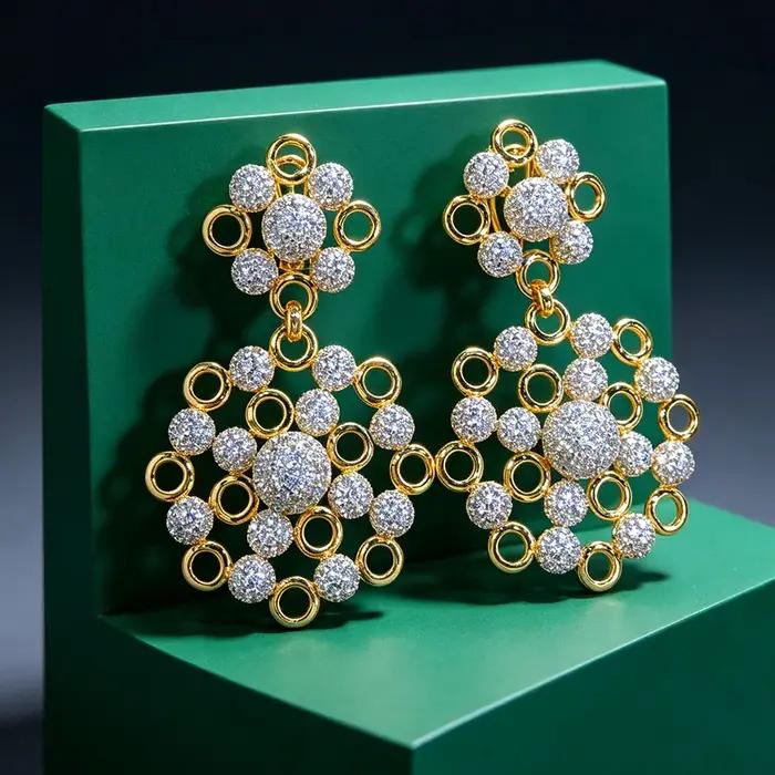 Boucles d'oreilles GODKI en zircone cubique dorées pour femmes, bijoux de mariage et occasions spéciales