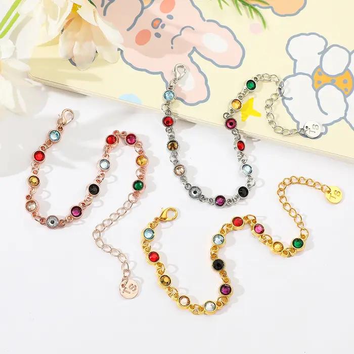Bracelet de perles de strass colorées pour femmes bracelet commémoratif bord de mer bijoux de fête d'amitié à la mode polyvalent et confortable