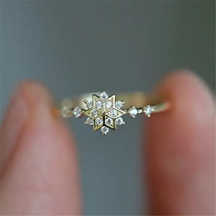 Bague flocon de neige en Zircon brillant pour femmes