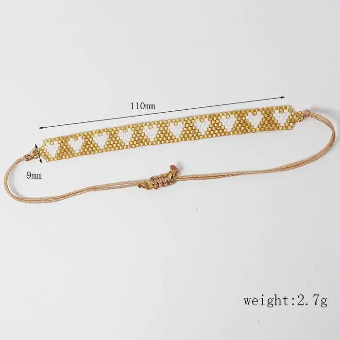Bracelet bohème en perles Miyuki fait à la main pour femme – Bijoux réglables au design de cœur multicolore