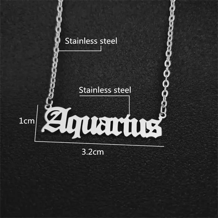 Collier en lettres du zodiaque, vierge, scorpion, sagittaire, capricorne, poissons, bélier, taureau,