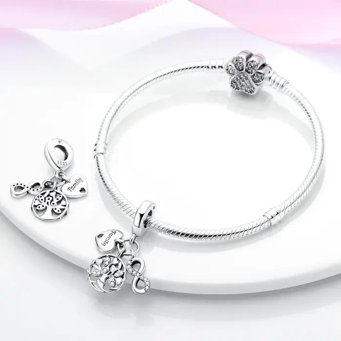 Pendentif à breloques arbre de vie en argent Sterling 925 avec zircone cubique