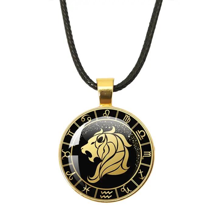 Collier des douze constellations avec pendentif en verre ajustable pour homme et femme occasions spéciales anniversaire mariage fête