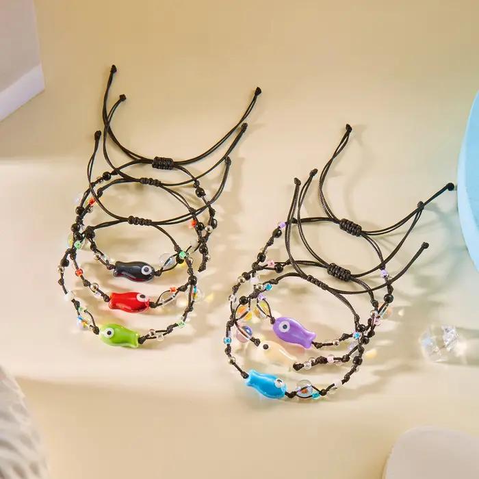 Bracelet de perles de poisson en céramique coloré pour femmes