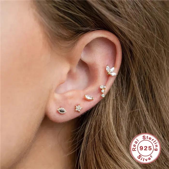 Boucles d'oreilles minimalistes en argent regardé 925 pour femmes