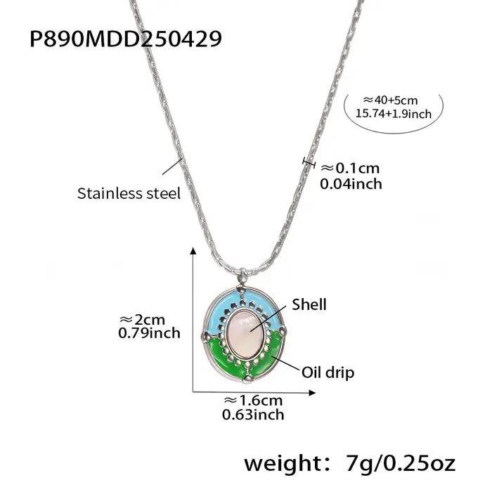 Collier de Niche pour femmes, pendentif en coquillage en acier inoxydable et émail, chaîne étanche,