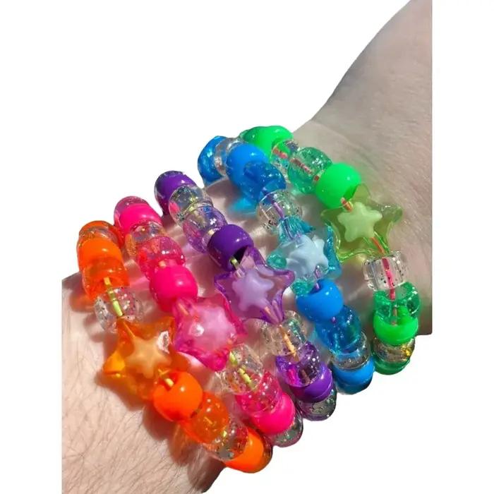 Bracelet à paillettes Kandi étoile arc-en-ciel Y2K fait à la main pour femmes et hommes occasions spéciales et décoration de fête