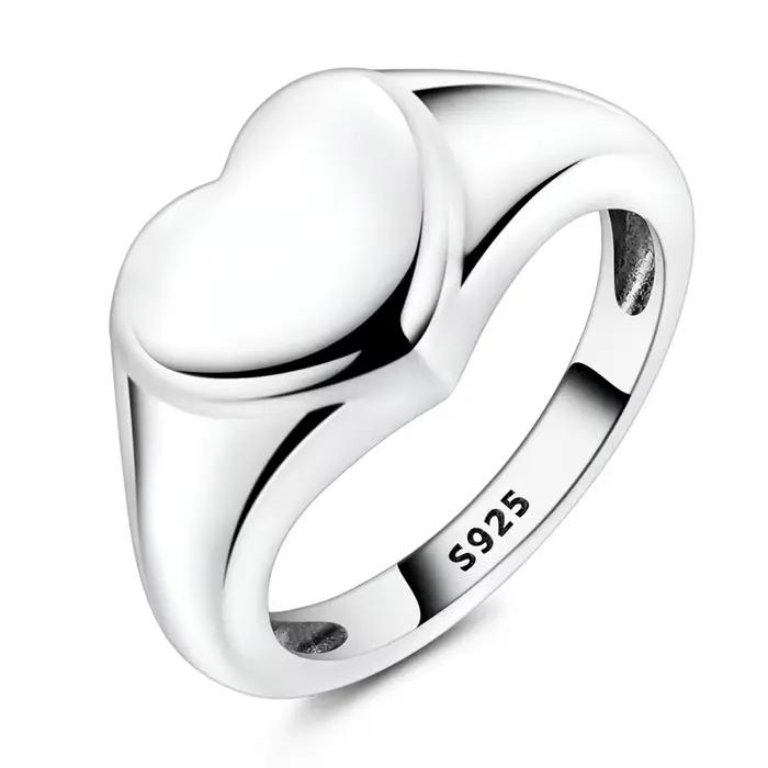 Bague originale en argent Sterling 925 avec cœur scintillant pour femmes et filles, bijoux cadeaux d