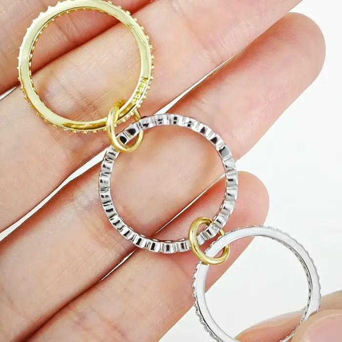 Bagues empilables en trois pièces avec Zircon coloré, Design personnalisé, anneau imbriqué, Style Ins, usage quotidien, cadeau pour amis