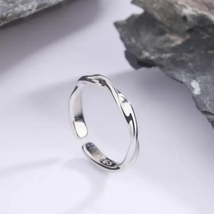 Bague en argent sterling 925 fil torsadé pour femmes occasions spéciales dîner soirée cocktail style élégant