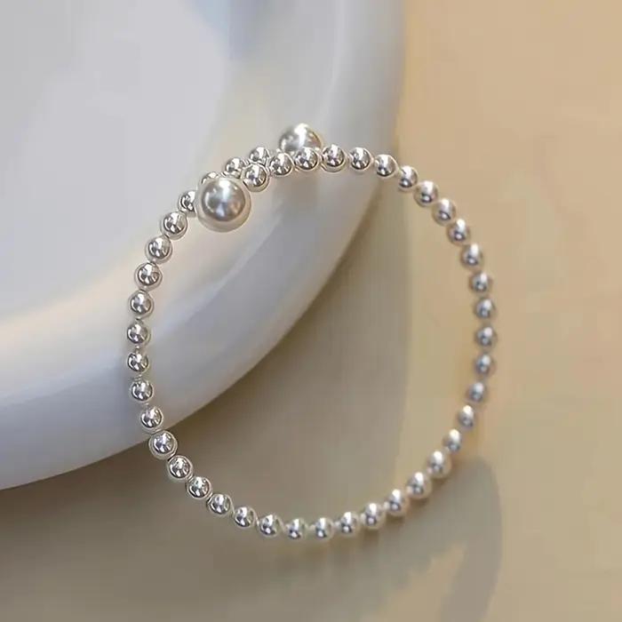 1 paire de Bracelets élégants en fausses perles pour femmes