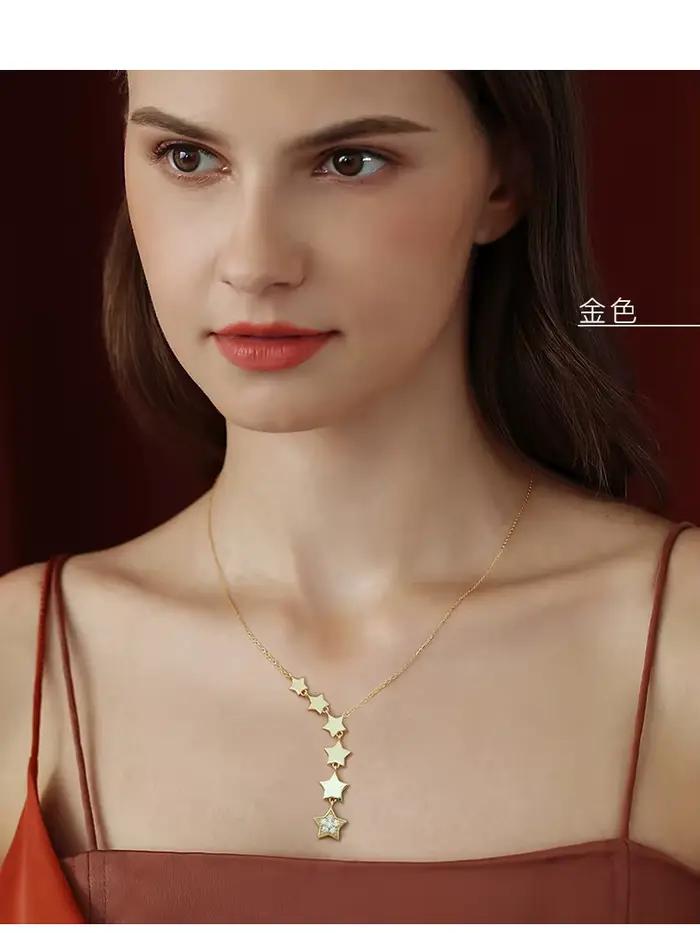 XIYANIKE 316L acier inoxydable étoiles Zircon colliers breloques chaîne