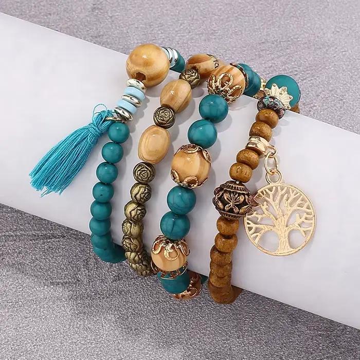 Bracelets Boho Arbre de Vie En Bois Et Alliage De Cuivre Pour Femmes Occasions Spéciales Nature Stylish