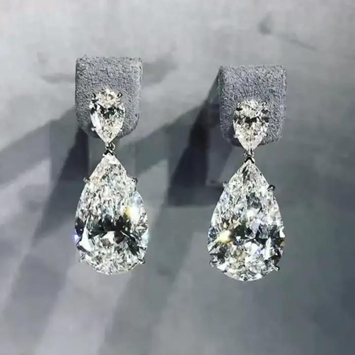 Huitan – boucles d'oreilles pendantes simples et élégantes pour femmes, en forme de larme en cristal