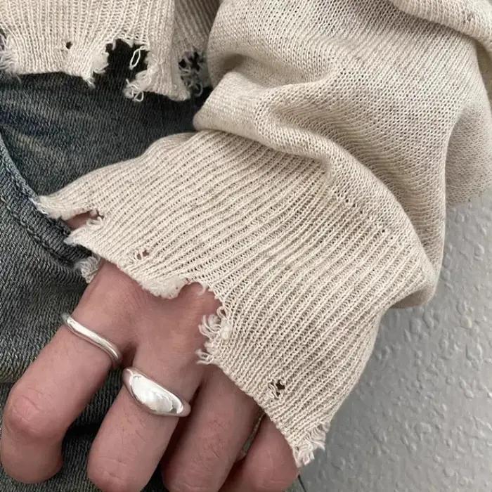 Bagues empilables irrégulières en argent sterling 925 pour femmes