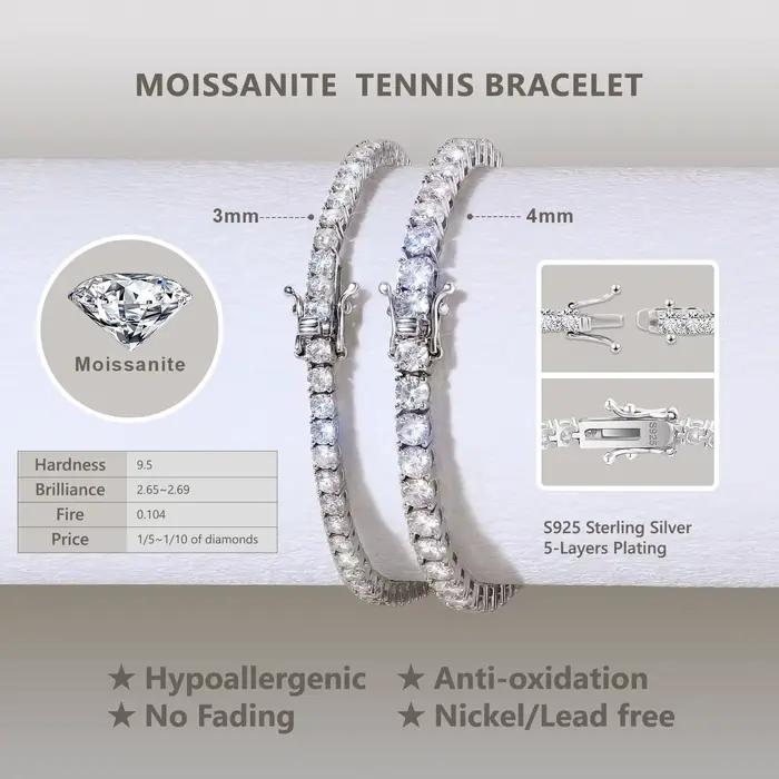 Bracelet de tennis délicat en Moissanite plaqué or 18 carats